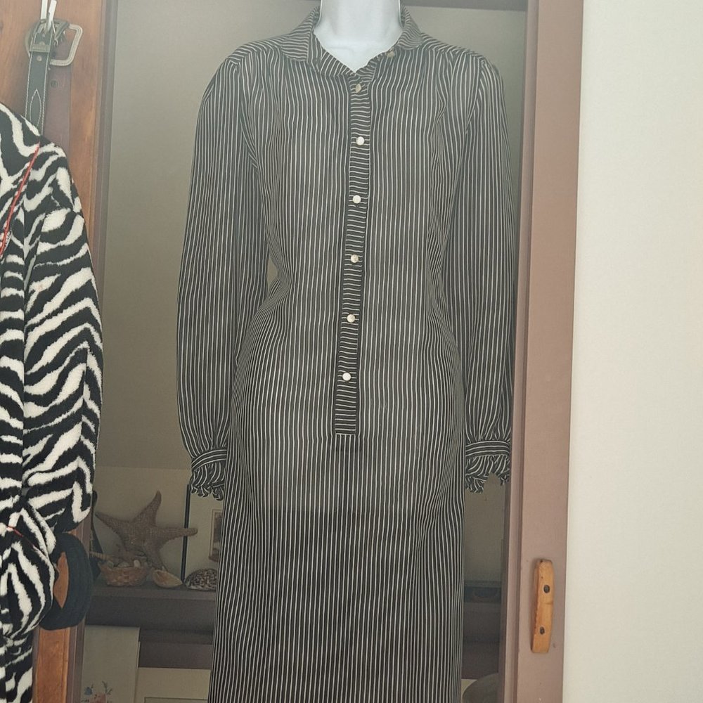 Vintage COUNTRY MISS Sheer Striped Maxi Dress House Dress